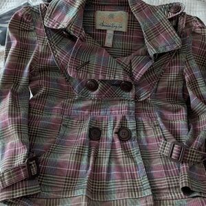 Women's American Rag Multicolor Plaid Pea Coat
